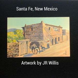 Vintage Santa Fe, JR Willis, Linen Postcard Art